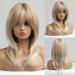 EMMOR Long Curly Blonde Wigs for Women Shoulder Length Heat Resistant Synthetic Wigs with Bangs gold