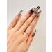 Long Squoval Transparent Black Base French Bow Crystal Star Fake Press On Nails