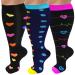 Diu Life 3 Pairs Plus Size Compression Socks for women & men Wide Calf Extra Large Knee High Stockings for nurse sports fitness. 3XL 3er-multi3