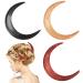 3 Pcs Moon Hair Fork Moon Hairpin for Women 5.12'' Moon Hair Stick Hand Carved Hair Clip Thin Long Moon Hair Accessories Wooden Moon Barrettes Lightweight Hair Styling Tool (Red  Black and Wood Color)