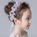 Iyou princess pearl headdress pink flower headband crystal bride wedding hair accessories holy communion hair tiaras for flower girl
