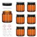 Yishik 4 oz Amber Glass Round Jars with Black Lids 6 Pack Empty Cosmetic Jars Face Cream Storage Containers for Powder Lotion Beauty Products Travel Favors Amber-4oz
