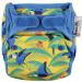 Close pop-in premium fabric diaper made of bamboo unit size birth to the potty safe push button closure pressure design-parrot