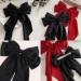 AYNKH 2 PCS Big Bow Hair Clips - Long Silky Satin Barrette - Black and Red | Women/Girls Accessories - Buy Online on GoSupps.com
