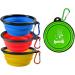Collapsible Dog Bowls Set with Carabiner Clips - Portable & Dishwasher Safe Silicone Pet Bowls for Travel, Hiking, Camping - BPA Free & Durable - Buy Online on GoSupps.com