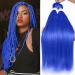 Leeven Blue Pre Stretched Braiding Hair 26 Inch 2 Pack Braiding Hair Blue Braiding Hair Extensions For Braiding Crochet Hair (Azure Blue) 26 Inch (Pack of 2) Dark Blue