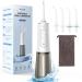 Bestope oral shower for teeth wireless 250 ml with 4 nozzle tips IPX7 waterproof portable and rechargeable gray and white for at home and travel
