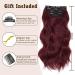 Burgundy Clip in Hair Extensions 4PCS Set | Long Wavy Synthetic Hair 20 Inch | QGZ - Buy Online on GoSupps.com