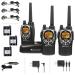 Midland 50 Channel Waterproof GMRS Two-Way Radio - Long Range Walkie Talkie with 142 Privacy Codes, SOS Siren, and NOAA Weather Alerts and Weather Scan (Black/Silver, 3-Pack) 3 Pack - Black/Silver