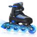 Nattork Kids Blades Roller for Boys Girls Women, 4 Sizes Adjustable Inline Skates with All Light up Wheels - Best Birthday Gift for Indoor Outdoor Sports Blue Small-Little Kid(10C-13C)