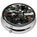 Dancing Metal Cartoon Character Portable Pill Box - Round Mini 3-Compartment with Hinged Fastening for Small Pills - Travel Essential in Black - Buy Online on GoSupps.com