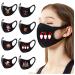DEHOLIFER 8 pieces adult mouth protection black breathable washable mouth and nose protection Christmas fabric mask cotton mouth protection adjustable oral