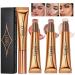 3 Pcs Cream Contour Beauty Wand  Highlighter and Blush Stick with Cushion Applicator  Liquid Face Concealer Contouring  Create 3D Face Makeup  Natural Matte Finish  Lightweight Blendable Super Silky