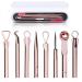 Blackhead Remover Pimple Comedone Extractor Tool Effective Acne Removal Kit Treatment for Blemish Whitehead Pimple Popping Zit Removing for Nose & Face Skin Best Electroplated 4 PCS w/case.