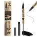 MOTIBACK Microblading Eyebrow Pen WaterResistant Eyebrow Pencil 2in1 DualEnd Eyebrow Brush Mascara for LongLasting Defined Eyebrows GrayBrown