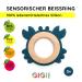 Gigi Kids Baby Crab Bite Rings - 100% BPA-Free Silicone & Beech Wood Teething Toys for 3 Months+ Beige & Dark Blue - Buy Online on GoSupps.com