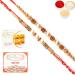 Ghasitaram Gifts Rakhi for Brother Rakhis Online - Set of 2 6299 6340 Pearl Rakhis with 200 GMS of Besan Barfi and 200 GMS of Kaju Katli