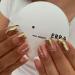 Short Press on Nails Square Shape Fake Nails Glossy Glue on Nails White Flower Gold Glitter False Nails with Rhinestone Design Full Cover Acrylic Nails Stick on Nails for Women and Girls 24Pcs