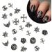 Cross Nail Art Charms 3D Cute Punk Metal Nail Decorations for Women & Girls - 50PCS Antique Silver DIY Manicure Accessories Retro Rose Studs Rivets Hearts Ornaments - Buy Online on GoSupps.com