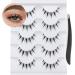 FANXITON Natural Lashes 14MM Manga Lashes with Clear Band 5 Pairs Japanese Lashes Makeup Short 3D False Eyelashes with Applicator Clear Band(M1)-14MM