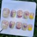 Handmade Nail Wearing Patches Finished Nail Art Small Flower Detachable Reusable Fake Nails (Size : XS)