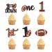60Pcs Rugby One Cupcake Toppers Glitter American Football 1st Birthday Cupcake Picks for Rugby Sports Theme Baby Shower Kids First Birthday Party Cake Supplies Color06