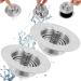 Abizarch Kitchen Drain Stopper Stainless Steel Sink Stopper Kitchen Drain 3 in 1 Sink Strainer Kitchen Drain Enduring Anti Clog Kitchen Drain Stopper for Standard 3-1/2 inch Drain ZHAZHAMO Two tapes are wrapped in a piece of hair - Buy Online on GoSupps.com