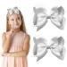 Ribbon Hair Bow Clips 6 Inch White Grosgrain Ribbon Hair Pins Bow Hair Barrettes Alligator Clips Fashionable Hair Accessories for Girls Women Toddlers Christmas Wedding Birthday A3HDJFJ (white)