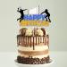 Volleyball Theme HAPPY BIRTHDAY Cake Topper Sport Theme Birthday Anniversary Party Cake Decoration Volleyball Player Sports Sign Cake Decor Blue yellow Print Silver Glitter Edge - Buy Online on GoSupps.com