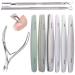 Nail Files 6 Pcs Professional Nail File and Buffer Double Sided Emery Boards Cuticle Nippers and Cuticle Pusher Manicure Tools Set for Gel Nail Art Fingernails Toenails (8")