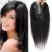 GULALUUK Hair Toppers for Thinning Hair Women Real Hair Hair Topper Real Human Hair Toppers UK Hair Pieces for Women 120 Density Swiss Lace Bace (10inch Natural Black) 1B 10inch