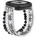 Dilando Compatible for Fitbit Versa 4&3 Bands Women/Fitbit Sense Bands/Fitbit Sense 2 Bands, Silver Bling Bracelet Dressy Beaded Crystal Stretchy Strap for Versa 4/Versa 3/Sense 2/Sense Watch Bands A-Silver/Black/Grey
