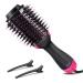 Hair Dryer Brush Blow Dryer Brush in One, Professional Hot Air Brush 3 in 1 One Step Hair Dryer and Styler Volumizer with Negative Ion for Drying, Straightening, Curling, Salon for All Hair Types Black Red