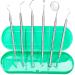 Dental Tools, Professional Plaque Remover for Teeth, Dental Hygiene Kit, Stainless Steel Oral Care Cleaning Tools Set with Tooth Scraper Plaque Tartar Remover, Metal Dental Pick Scaler - with Case Dental Tools With Case - Green