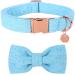 Dogwong dog collar with removable fly light blue pet neck dog dog gift gift for girls or young dogs comfortable adjustable dog collar for small medium -sized dogs Large (pack of 1) light blue