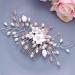 Vakkery Flower Bridal Wedding Hair Comb Pearl Headpiece Crystal Wedding Hair Accessories for Women and Girls