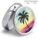 Round Tropical Palm Tree Print Pill Box - 3 Compartment Portable Metal Organizer | Travel-Friendly Decorative Pill Case - Style 37 - Buy Online on GoSupps.com