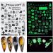 Halloween Nail Art Stickers Glow in The Dark Nail Decals 3D Self-Adhesive Fluorescent Nail Stickers Skull Spider Witch Ghost Pumpkin Bat Snake Nail Design Halloween decorations - Buy Online on GoSupps.com