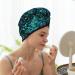 Hair Towel Wrap - Quick Drying Blue Floral & Butterfly Turban | Premium Hair Drying Towel with Button - Buy Online on GoSupps.com