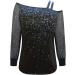 Pianshazanium Women's Shiny Sequins T-Shirt | Elegant Long-Sleeved Festive Blouse & Casual Tunic - V-Cut Oversized M Blue - Buy Online on GoSupps.com