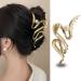 Gold Metallic Ribbon-Shaped Pearl-Encrusted Hair Claw  Large Size  1Pcs  Suitable for Women with Thick Hair and Thin Hair  Strong Hold  Stylish Hair Accessory Must-Have for Girls (Gold Ribbon)