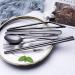 Portable Stainless Steel Camping Cutlery Set with Waterproof Case - Black - Buy Online on GoSupps.com