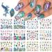 Peacock Nail Art Stickers Feather Nail Sticker CHANGAR Flower Leaf Grass Water Nail Decals 12 Sheets Peacock Feather DIY Nail Decorations Manicure Tips for Woman Girl Children