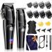 Ukeety Hair Clippers for Men Professional Beard Trimmer Cordless Hair Clippers with LED Display Rechargeable T-Blade Hair Trimmer Hair Cutting Kit for Household Barber Kit