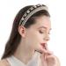 Crystal Rhinestone Headband with Pearl and Velvet Chain - Handmade Retro Diamond Hair Accessory - Buy Online on GoSupps.com