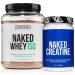 NAKED Chocolate Whey Isolate Protein Powder (24 Servings) Pure Micronized Creatine Monohydrate 500g (100 Servings) Grass-Fed Bulk Non-GMO Gluten Free Soy Free