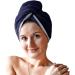 Homelevel 2x Terry Hair Turban with Button - 100% Cotton Quick Drying Hair Towels - Dark Blue & Light Gray - Perfect for Easy Hair Drying - Buy Online on GoSupps.com