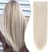 SEGO clip in extensions 8 Part Set 66cm hair extension hair part synthetics smooth natural ash blonde mix silver gray 66 cm ashblond mix silver gray