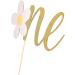 Flower Gold Glitter One Cake Topper - 1st Birthday Decoration for Baby Party & Shower - Buy Online on GoSupps.com