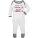 West Ham Grandad Fan Baby Sleepsuit - 3-6 Months White/Grey Trim | UK Printed 100% Cotton - Buy Online on GoSupps.com